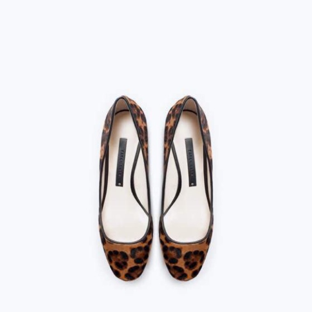 Zara printed leather ballet flats-gently worn